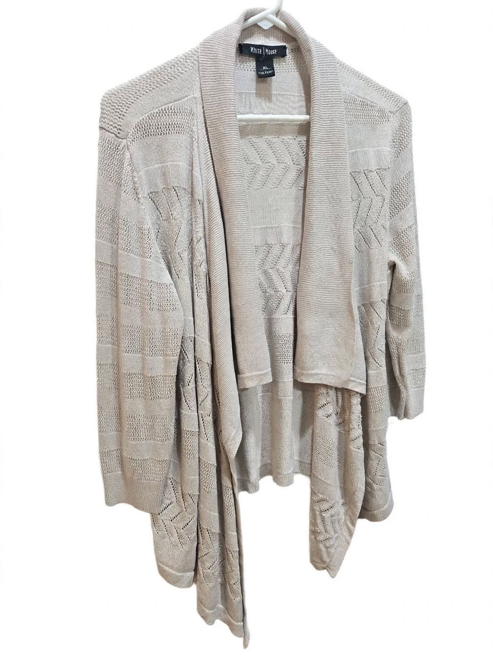 White House Black Market Open-Front Beige Knit Cardigan -XL